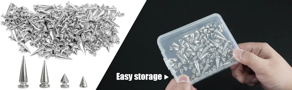 200 Sets Silver Cone Spikes Multiple Sizes Screw Back Studs Punk Rock Bullet Rivets for DIY Clothing Leather Craft - CSXYC002-3