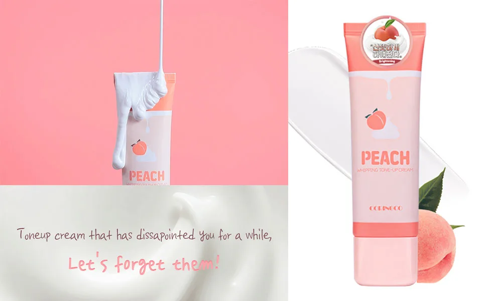 CORINGCO Peach Toneup Cream 1.76oz Multi Tone Up Cream Korean Makeup Face Body Mosturizer Brightening Wrinkle Bounce - product information 1