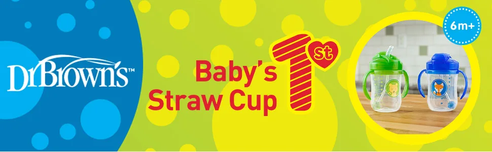 Dr. Brown's Baby's First Sippy Cup with Straw - Blue/Green - 9oz - 2pk - 6m+ Blue & Green - Dr. Brown