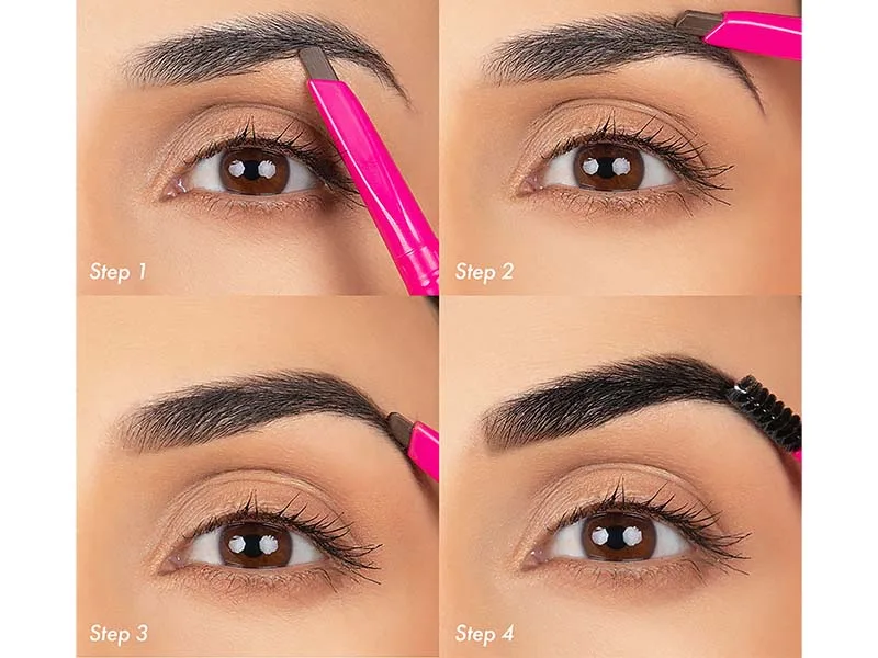 ModelCo Instant Brows Retractable Pencil - With A Smooth Wax Formula - Creates Natural Looking Arches - Adds Shape  Color And Density For A Perfect Finish - Medium Dark - 0.01 Oz Eyebrow Pencil - 4 Easy Steps