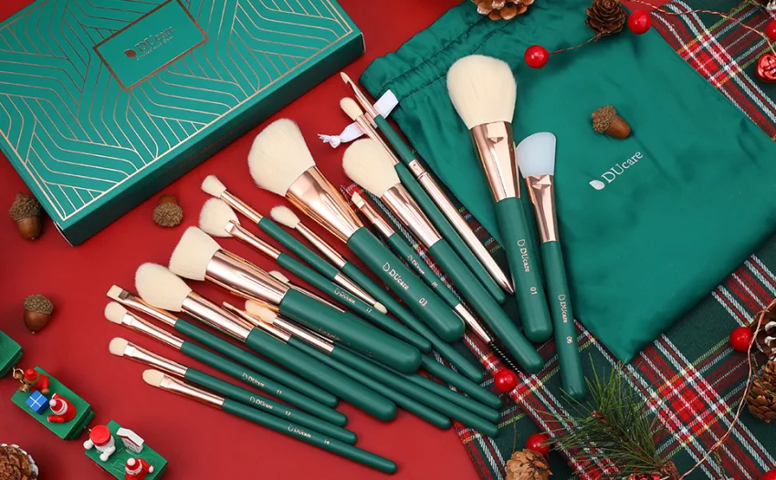 DUcare Makeup Brushes Professional 20Pcs Green Makeup Brush set with Silicone Face Mask Brush Kabuki Foundation Blending Powder Blush Concealers Eyeshadows Brushes - product information 22