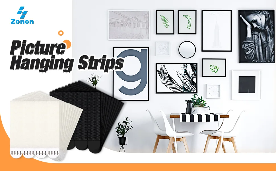 40 Pairs (80 Strips) Picture Hanging Strips Heavy Duty Strips Removable Hook and Loop Tape Frame Hanging Strips for Christmas Party Decorations (White  Large) Large White - product information 1