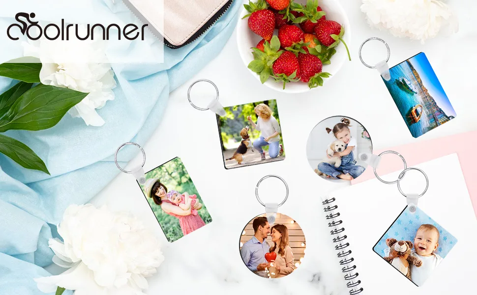 Coolrunner Sublimation Blank Keychain 30PCS Heat Transfer Keychain Double-Side Printed DIY MDF Blank Keychain (Square  Round  Rectangle) - product information 23