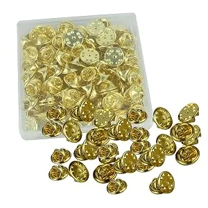 100PCS Pin Backs  Metal Locking Pin Backs  Brass Clutch for Brooch Tie Hat Badge Insignia Pin Backs Replacement (Gold) - Metal Locking Pin Backs