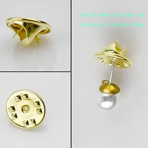 100PCS Pin Backs  Metal Locking Pin Backs  Brass Clutch for Brooch Tie Hat Badge Insignia Pin Backs Replacement (Gold) - Metal Locking Pin Backs