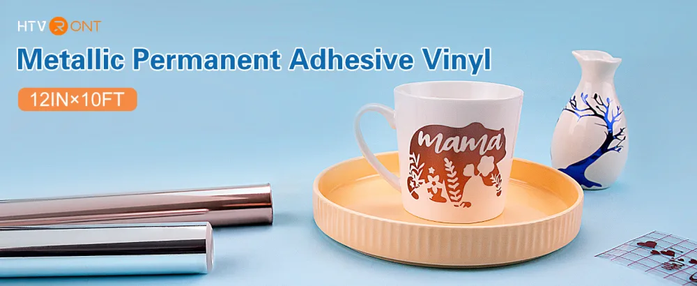 HTVRONT Gold Chrome Vinyl - 12 x 10FT Mirror Metallic Gold Vinyl for Cricut - Easy to Weed & Transfer Gold Permanent Vinyl Roll - vinyl