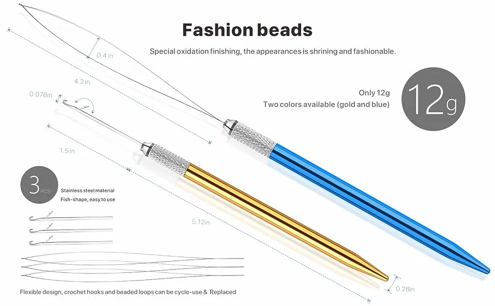 konovo Microlinks Hair Extensions Kit  Professional Tools with Hair Extension Pliers  Bead Threader  Micro Links Silicone Rings Bead 400PCS - Microlink Hair Extensions Kit-4