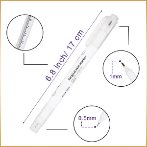 4 Pieces Skin Marker Pen Eyebrow Marker Pen Tools Microblading Accessories Marker Pen for Makeup (White  Purple Single Head) 4 Piece Set White  Purple - Double-ended Pens