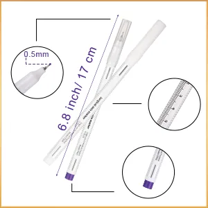4 Pieces Skin Marker Pen Eyebrow Marker Pen Tools Microblading Accessories Marker Pen for Makeup (White  Purple Single Head) 4 Piece Set White  Purple - Single-ended Pens