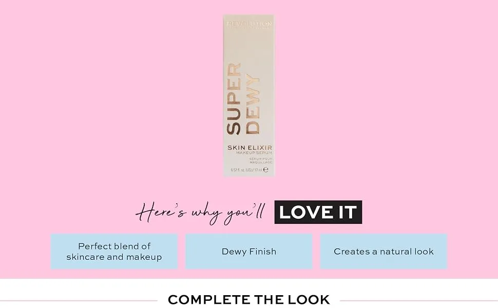 Makeup Revolution Superdewy Make Up Serum  Light Coverage Makeup Foundation  Leaves A Dewy Finish  Vegan & Cruelty Free - Superdewy Make Up Serum