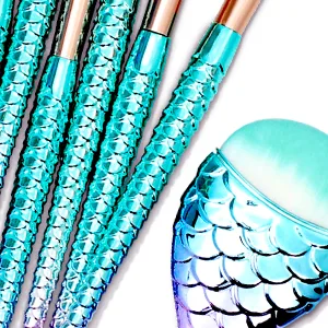 11PCS Makeup Brushes Set with Colorful Fish Tail Handle  Foundation Eyebrow Eyeliner Blush Cosmetic Concealer Brushes Women Girl Cute Make Up Tool Set - Makeup Brushes