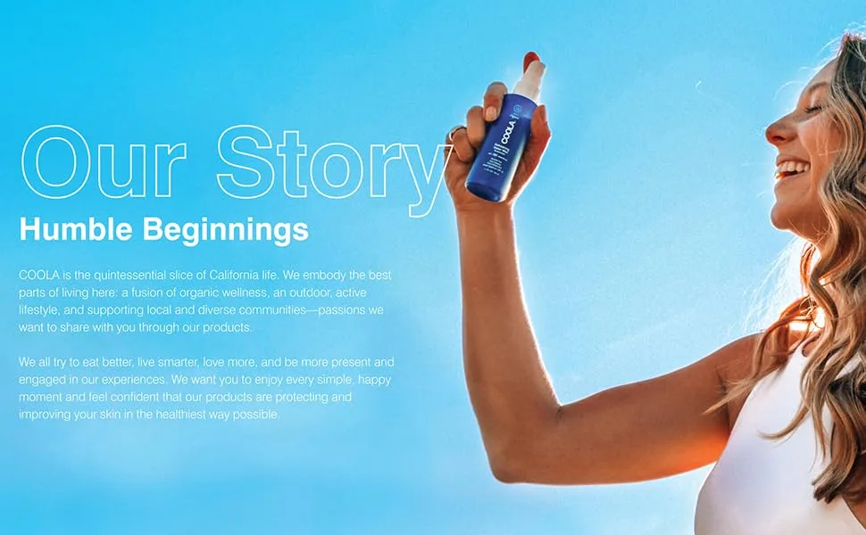 COOLA Organic Sun Silk Drops and Face Moisturizer with SPF 30  Dermatologist Tested Sunscreen with Plant-Derived BlueScreen Digital De-Stress Technology  1 Fl Oz - our story
