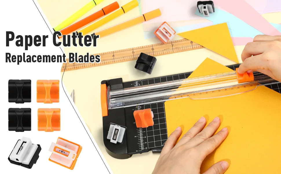 6 Pieces Paper Cutter Replacement Blades Paper Trimmer Blades Refill Craft Paper Cutting Replacement Blades for A4 Paper Cutter (Orange) - product information 1