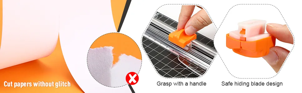 6 Pieces Paper Cutter Replacement Blades Paper Trimmer Blades Refill Craft Paper Cutting Replacement Blades for A4 Paper Cutter (Orange) - product information 3