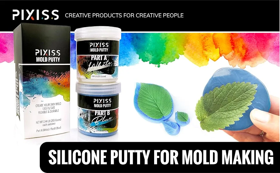 Mold Putty Silicone Mold Making Kit  Super Easy 1:1 Mix Mold Putty  3/4 Lb (400 Grams)  Makes Strong Reusable Silicone Molds - PIXISS Mold Putty