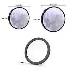 HTNDAYHE Magic Moon Mirror Illuminated Moon Mirror  Makeup Mirror Lunar Luminous Mirror with 3 Brightness Lights  Moon Magic Mirror Decoration Night Light Mirror Turns to Illuminated Moon (9.83) - Magic Moon Mirror