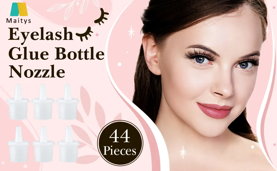 44 Pieces Eyelash Glue Replacement Eyelash Glue Bottle Nozzle Caps Lash Bottle Plug Mouth Tips Eyelash Glue Bottle Plug Glue Bottle Pins Blocking Needle for Home Salon Eyelash Extensions Tools - product information 1