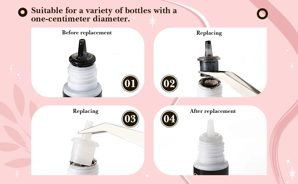 44 Pieces Eyelash Glue Replacement Eyelash Glue Bottle Nozzle Caps Lash Bottle Plug Mouth Tips Eyelash Glue Bottle Plug Glue Bottle Pins Blocking Needle for Home Salon Eyelash Extensions Tools - product information 3