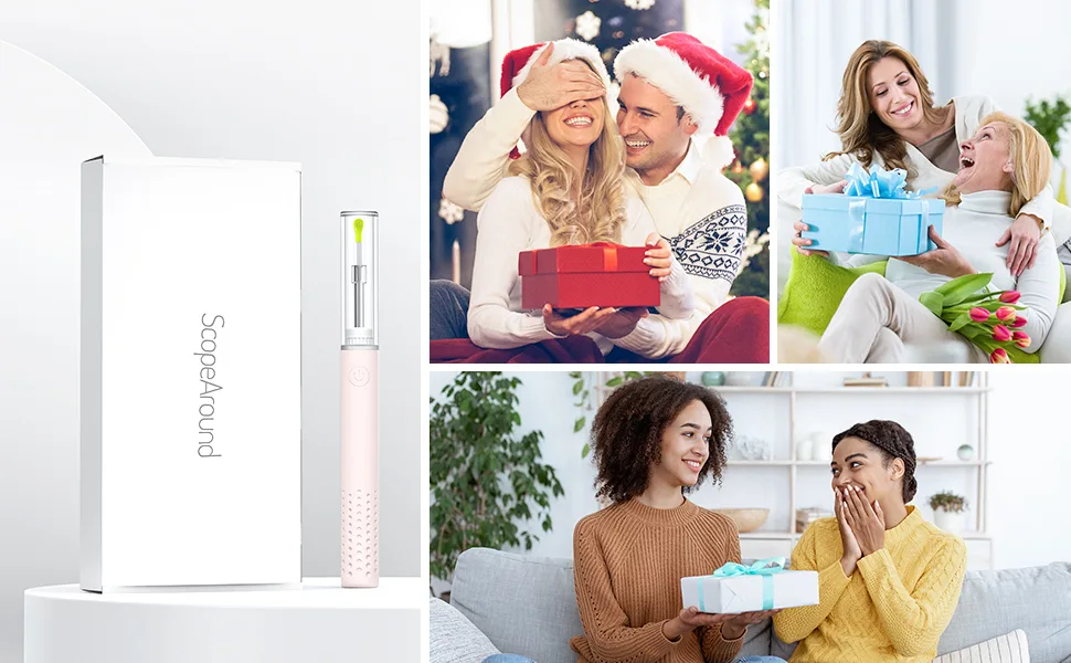 Ear Wax Removal Tools  Otoscope Ear Cleaning Camera Scopearound Ear Endoscope with 6 Adjustable LED Lights  Earwax Removal Camera Compatible with iPhone & Android and Tablet-Pink - Otoscope