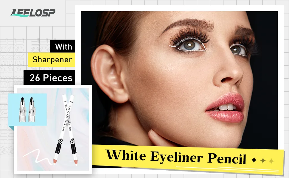 26 Pieces White Eyeliner Pencil with Sharpener Soft Strokes White Eyeliner Pencil Eye Silkworm Brighten Eye Liner Pen Multipurpose Makeup Tool for Eyeshadow Lip Liner - product information 1