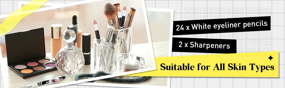 26 Pieces White Eyeliner Pencil with Sharpener Soft Strokes White Eyeliner Pencil Eye Silkworm Brighten Eye Liner Pen Multipurpose Makeup Tool for Eyeshadow Lip Liner - product information 5