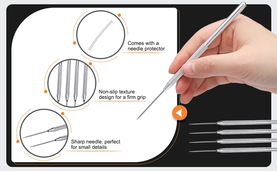 Clay Needle Tools Ceramic Detail Tools Pottery Sculpture Needle Detail Tools Modeling Clay Tool Kit (8 Pieces) - product information 2
