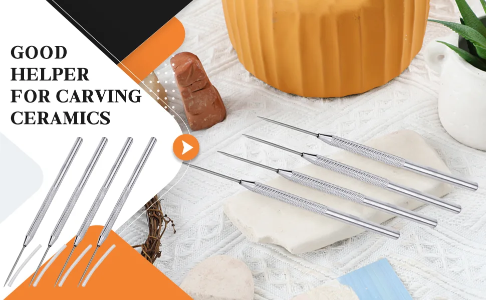 Clay Needle Tools Ceramic Detail Tools Pottery Sculpture Needle Detail Tools Modeling Clay Tool Kit (8 Pieces) - product information 4
