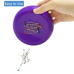 Dolstar Magnetic Pin Cushion with 100 Plastic Head Pins  Magnetic Pins Holder for Sewing Quilting (Purple) - pin holder
