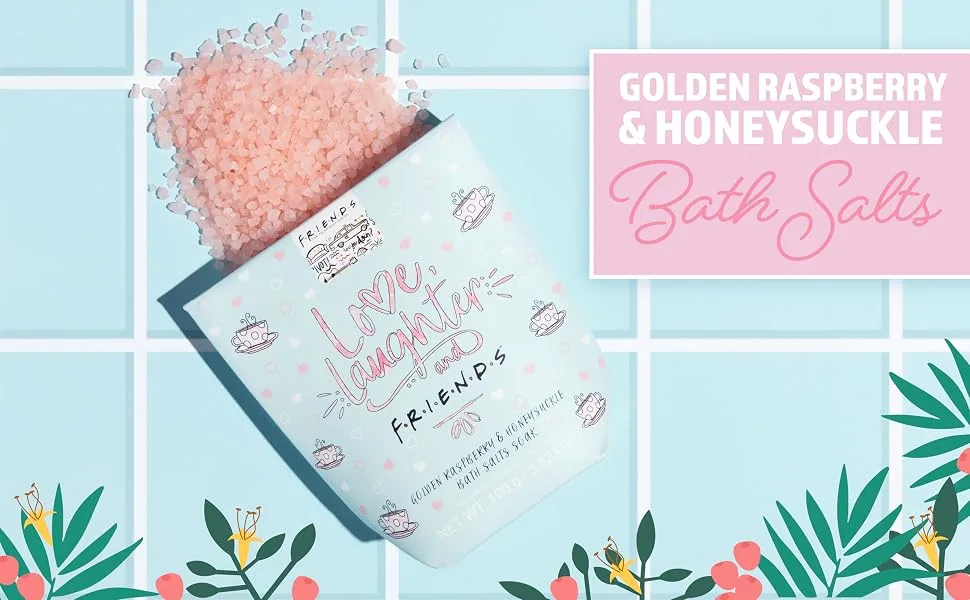 Paladone Friends Beauty Bath Salts - Raspberry and Honeysuckle - Officially Licensed Merchandise - Golden Raspberry and Honeysuckle Bath Salts