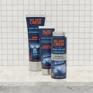 No Hair Crew | Intimate Dry & Fresh Body Powder for Men | Sweat Defense and Odor Control Deodorizer | 3.5 oz - Bathroom Bundle