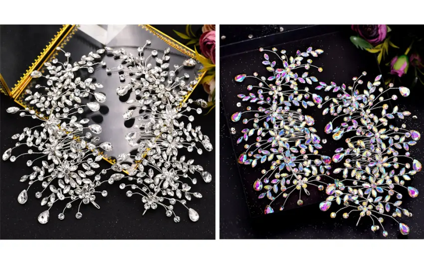GAODESI Wedding Headband Bridal Hair Pieces Silver Rhinestone Hair Side Comb Hair Accessories for Womens(Left) silver left - headband