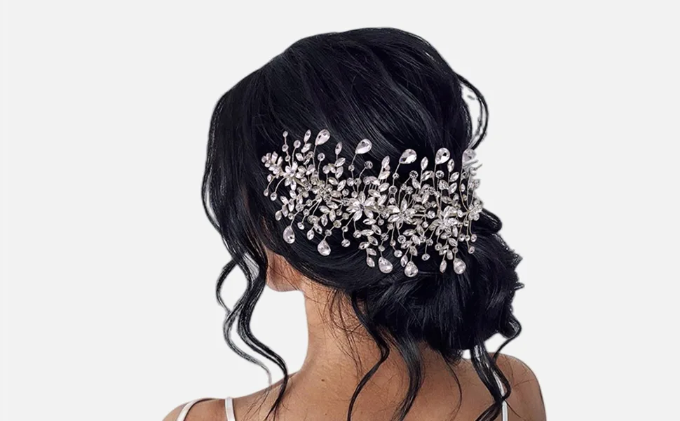 GAODESI Wedding Headband Bridal Hair Pieces Silver Rhinestone Hair Side Comb Hair Accessories for Womens(Left) silver left - wedding headpiece