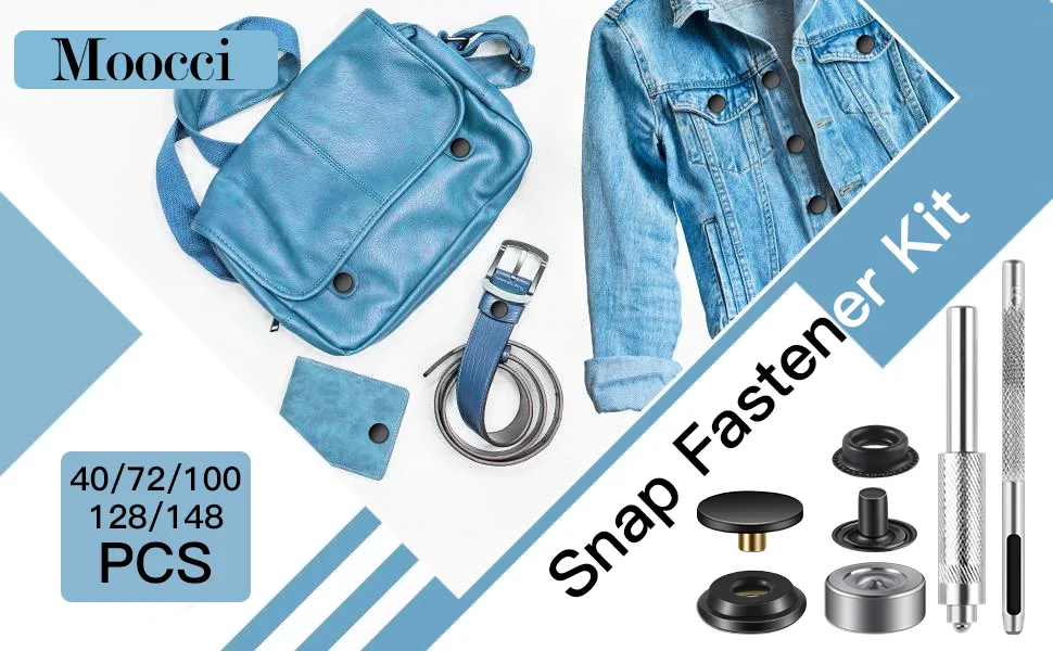 72 Pieces (18Sets) Snap Fastener Kit Tool 15MM Snap Button kit Snaps for Leather Leather Snaps and Fasteners Kit for High-Grade Metal Material Snaps for Bag  Jeans  Clothes  Fabric (Black) - Snap Fastener Kit