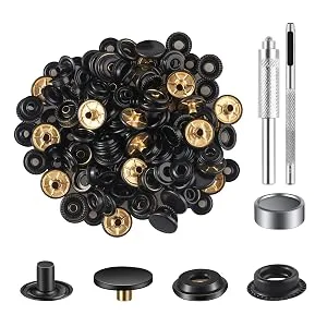 72 Pieces (18Sets) Snap Fastener Kit Tool 15MM Snap Button kit Snaps for Leather Leather Snaps and Fasteners Kit for High-Grade Metal Material Snaps for Bag  Jeans  Clothes  Fabric (Black) - Snap Fastener Kit