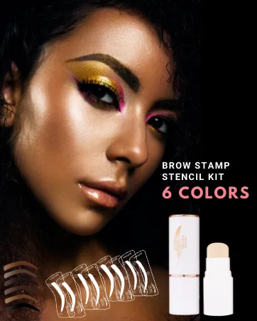 ARYANA NEW YORK Eyebrow Stamp Stencil Kit | Waterproof Brow Pomade Stamp and Shaping Kit - 1 Step brow Stamp On Eyebrows for Perfect Brow | Reusable Brow Stencil (Chocolate) - Eyebrow Stamp Stencil Kit