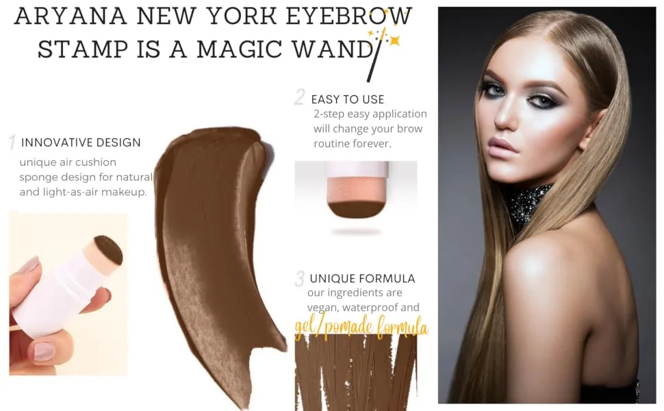 ARYANA NEW YORK Eyebrow Stamp Stencil Kit | Waterproof Brow Pomade Stamp and Shaping Kit - 1 Step brow Stamp On Eyebrows for Perfect Brow | Reusable Brow Stencil (Chocolate) - main