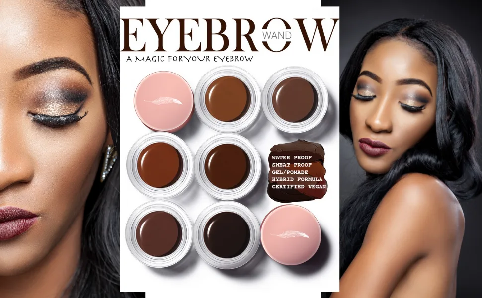 ARYANA NEW YORK Eyebrow Stamp Stencil Kit | Waterproof Brow Pomade Stamp and Shaping Kit - 1 Step brow Stamp On Eyebrows for Perfect Brow | Reusable Brow Stencil (Chocolate) - POMADES