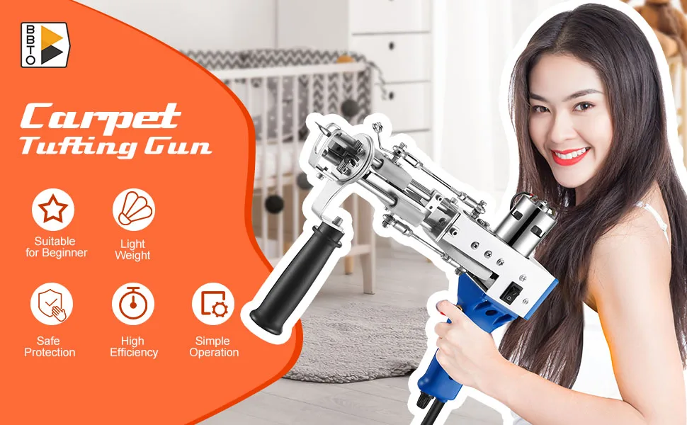 Cut Pile Rug Tufting Gun Loop Tufting Gun 100V-240V Rug Gun Electric Carpet Weaving Flocking Machine Hand Held Punch Tools Embroidery Machine (Blue) - product information 1