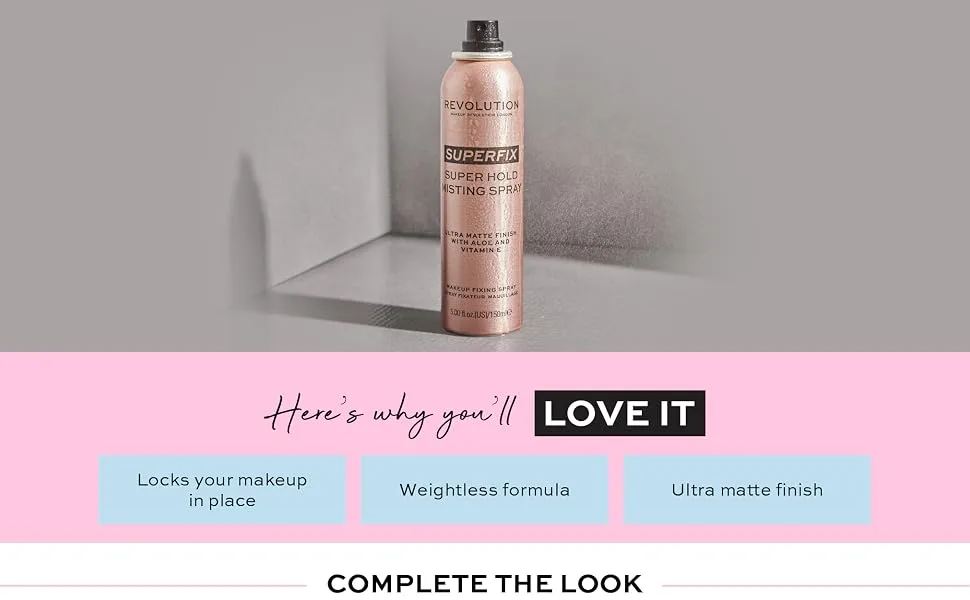 Makeup Revolution Super Fix Misting Spray  Setting Spray  Stay Matte All Day Long  Vegan & Cruelty Free  50ml - Super Fix Misting Spray