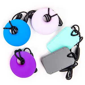 Stages Sensory Builder: Circle Necklace (Pink) for Sensory and Oral Motor Stimulation  Teething  Calming  and Focus - Pendant and Dog tag Necklaces