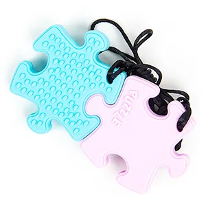 Stages Sensory Builder: Circle Necklace (Pink) for Sensory and Oral Motor Stimulation  Teething  Calming  and Focus - Puzzle necklaces linked together