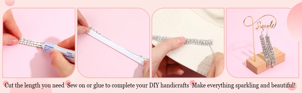 3 Rows Crystal Rhinestone Close Chain Trim for Crafts (White Rhinestone with Silver Base 6 Yard x 0.35 Inch) White Rhinestone with Silver Base 6 Yard - product information 3