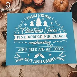 Alinacutle Silkscreen Stencil Reusable Self-Adhesive Silk Screen Printing  Sentiments Template for Printing on Wood/Fabric/Paper  8.5 x 11 (Farm Fresh Christmas Trees) - product information 9