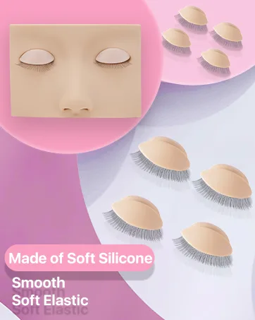 Embagol 2 Pairs Replaced Eyelids Makeup for Training Head Removable Realistic Eyelids Eyelash Training Practice Soft-Touch Rubbe - product information 2