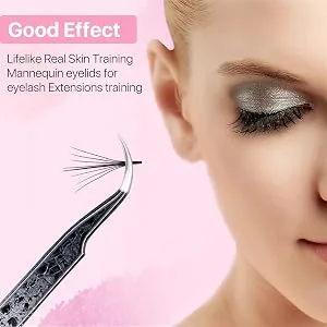 Embagol 2 Pairs Replaced Eyelids Makeup for Training Head Removable Realistic Eyelids Eyelash Training Practice Soft-Touch Rubbe - product information 6