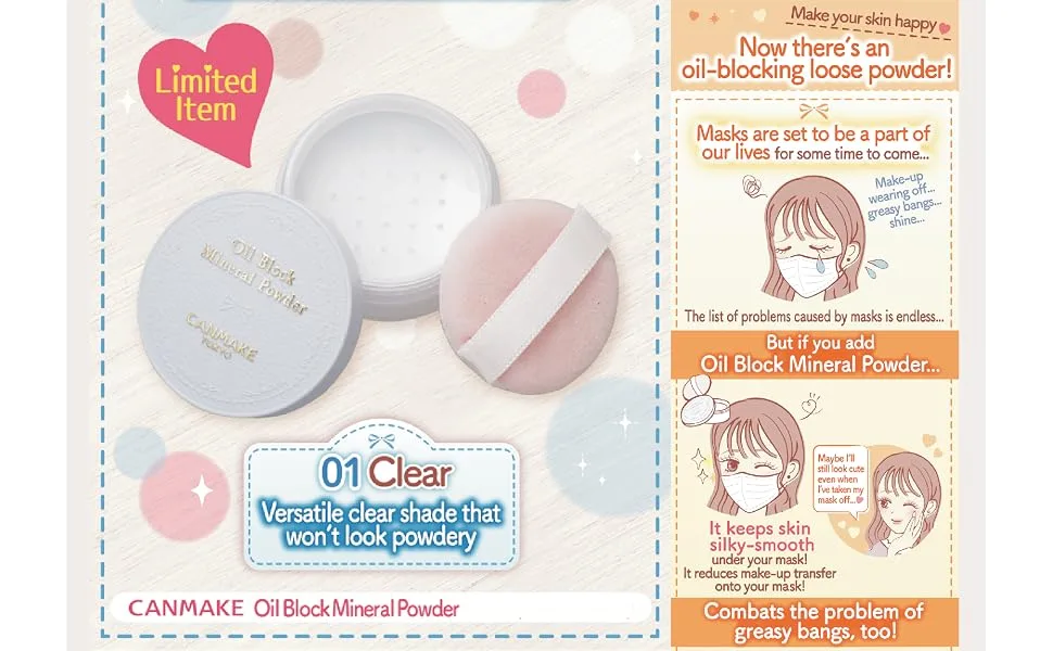 CANMAKE Oil Block Mineral Powder 01 Clear - canmake oil blocking powder