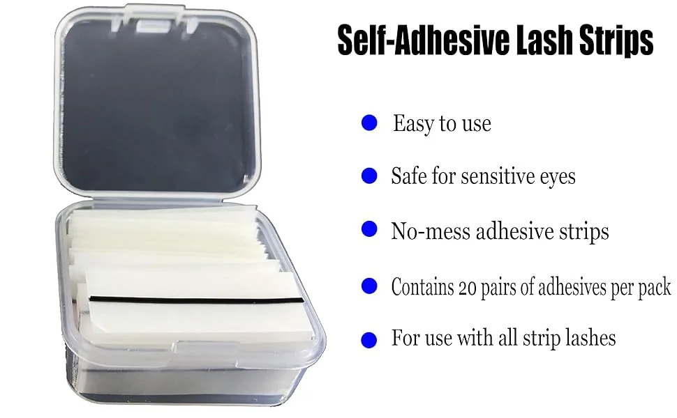 Self Adhesive Lash Strips for Fake Eyelashes  No Glue Apply False Lashes 40 Pieces (Black) - lash strips