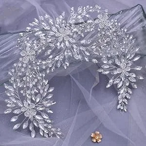 GAODESI Wedding Headband Rhinestone Bridal Hair Pieces Lengthen Wedding Hair Accessories for Brides - pieces