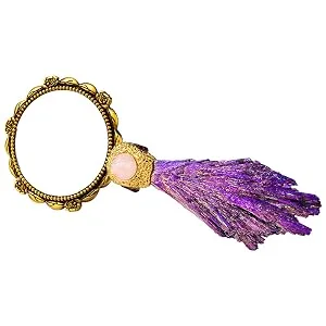 AMOYSTONE Purple Handheld Mirrors Mini Makeup Mirror with Plated Tourmaline Handle Decorative Girls Makeup Mirrors Gift for Mom Amethyst - mirror