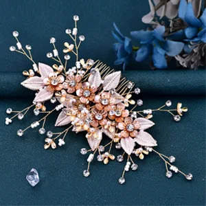 GAODESI Wedding Hair Comb Bridal Hair Pieces Flower Leaf Hair Accessories for Women - comb